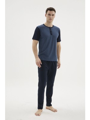 Cm Store Kocabey 2205 Erkek Battal Midi Yaka Pijama Takım