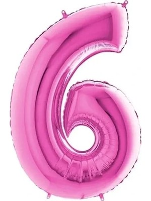 BenimMarifetlerim 6 Rakamı Pembe Folyo Balon 40 Inch 90 cm