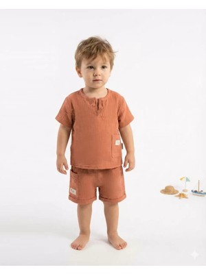 İkikareshop 6/24 Ay Ip Yakalı Müslin Kumaş Bebek Takımı