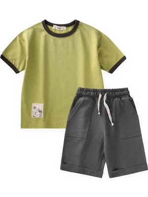 Cigit Kaprili T-Shirt Takım 2-10 Yaş Lime