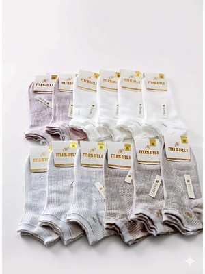Mısırlı; Bambu Kadın Patik; Yazlık; Dikişsiz; Asorti 12'li Paket 36-40