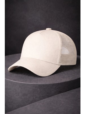 Unisex Fileli Şapka Krem – Yazlık Nefes Alabilir Trucker Cap