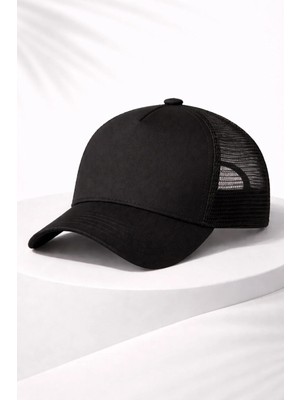 Unisex Fileli Şapka Siyah – Yazlık Nefes Alabilir Trucker Cap