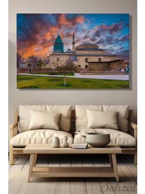 Şehzat Yatay Tekli Kanvas Duvar Tablosu Modern Salon Mutfak Yatak Odası Ofis Konya Mevlana Camii