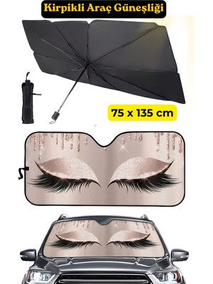 Empressco Alfagift Kirpikli Araç Güneşliği Katlanabilir Şemsiye Tip Oto Ön Cam Uv Koruyucu 75X135 cm - Fiyatı, Yorumları