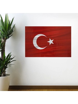 Marsilyan Dalgalanma Efektli Manyetik Duvar Stickerı Türk Bayrağı 71 x 47CM (4887)