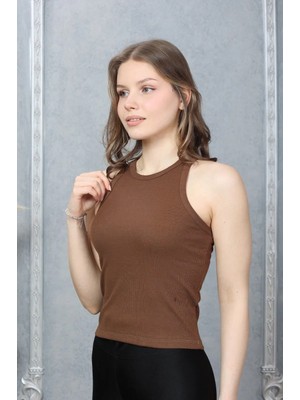 Gamaro Kadın Cmpak Penye Kaşkorse Fitilli Atlet Crop %95 Pamuk %5 Elasten