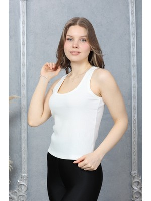 Gamaro Kadın Cmpak Penye Kaşkorse Fitilli Atlet Crop %95 Pamuk %5 Elasten