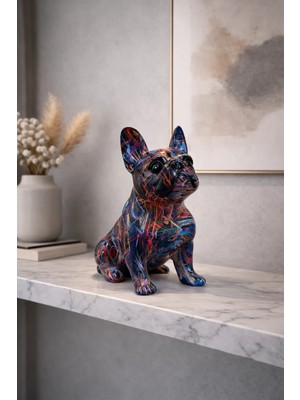 Pop Art & Graffiti Desenli Köpek Biblo – Renkli Modern Dekoratif Ev Aksesuarı
