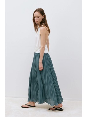 Suud Collection Ekru Nina Dökümlü Halter Top