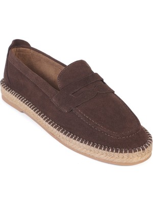 Capone Outfitters Boris Hakiki Deri Süet Espadril Tabanlı Erkek Loafer Ayakkabı