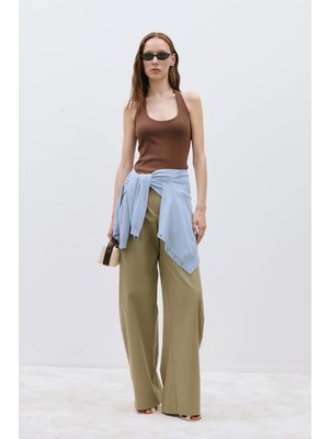 Suud Collection Kahverengi Tara Halter Top