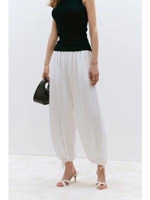 Suud Collection Beyaz Tiana Şalvar Vual Pantolon