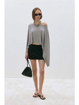 Suud Collection Gri Rae Penye Pelerin