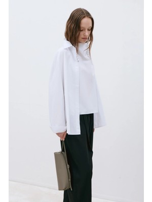 Suud Collection Beyaz Klara Yıkamalı Poplin Gömlek