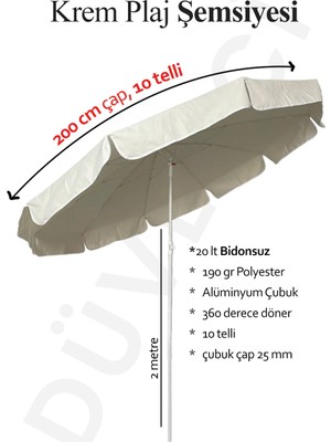 10 Telli Kalın Polyester Kumaşlı Balkon, Plaj Şemsiyesi (Bidon Hariç)
