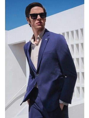 İmza Bej Düğmeli Yaka Uzun Kol Cepsiz Slim Fit Modal Gömlek 1004260162
