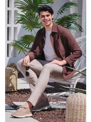 İmza Vizon Yan Cep Keten Slim Fit Keten Karışımlı Jogger Pantolon 1003260169