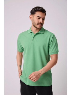 Defy's Erkek Polo Yaka Kısa Kollu Regular Fit Basic Tişört Yeşil