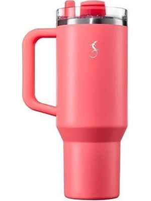 Lurch - “big Cup” 1.2 L Mercan Pembe, paslanmaz çelik termos - Uzatılabilir pipetli, çift cidarlı, sızdırmaz - 240876