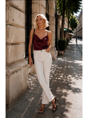 İbeeka Efortless Chic ! Saten Degaje Yaka Askılı Bluz