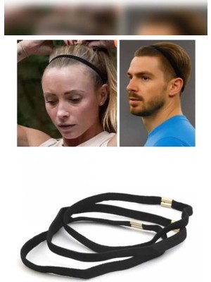 İnderin 6 Adet Unisex Sporcu Saç Bandı Ince Yoga Bant Sporcu Bandı Siyah Lastik Saç Bandı