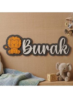 Hippodeco Aslan Temalı Kişiselleştirilebilir Mdf Isimlik - Çocuk Odası Duvar Dekorasyonu