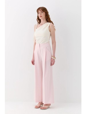 Jusenmia Ön Cepli Palazzo Pantolon Pembe