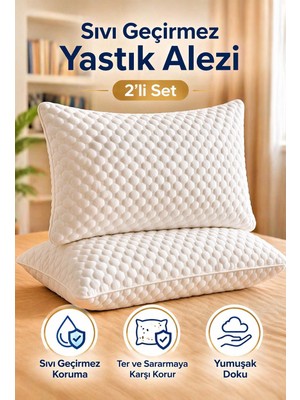 Higliving Comfort Sıvı Geçirmez Yastık Alezi 2’li 50 x 70 Fermuarlı Yumuşak Doku
