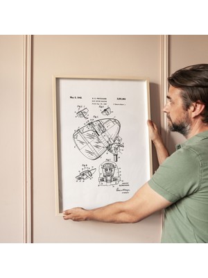 Pegziz Saç Kurutma Makinası Patent Çizim Tablosu Hava Akış Sistemi Duvar Dekor Tablo