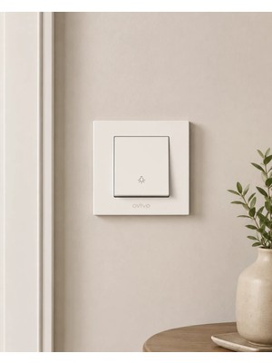 Ovivo Grano Beyaz Çerçeveli Tekli Light Anahtar Modern Tasarım ve Yüksek Dayanıklılık