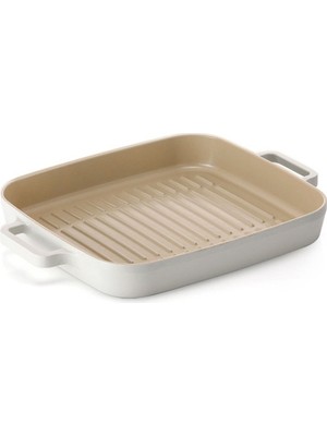Neoflam Fika Alüminyum Döküm Dikdörtgen Izgara Tava 28 cm. Metal Kulplu