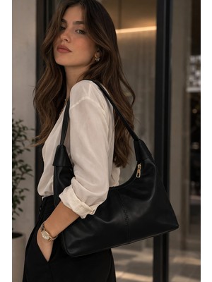 Elan Collection Kadın Çanta Premium Şık Orta Boy Kol ve Omuz Çantası Siyah