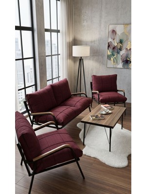Sofmina Balkon, Bahçe, Cafe - Metal Kanepe Koltuk Takımı - 2+1+1 + Sehpalı