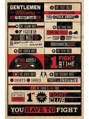 Universal Fıght Club: Rules Tablo Ahşap Poster Dekoratif