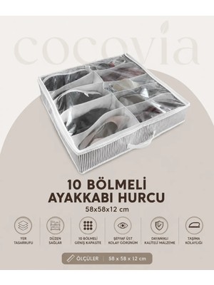 10 Bölmeli Şeffaf Kapaklı Ayakkabı Saklama Çantası Ayakkabı Hurcu