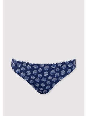 Mavi Deniz Kabuğu Baskılı Lacivert Bikini Altı 1914061-80946