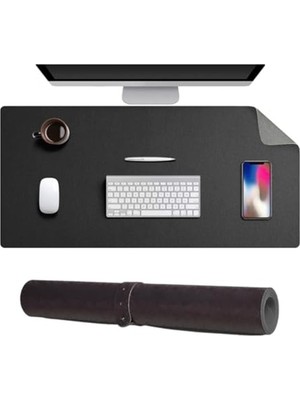 Esranın Dünyası Mcstorey Masa Desk Mat 60X30 cm Çift Taraflı Deri Mouse Pad Kaymaz Suya Dayanıklı Rulo Yapılabilir Kompakt Masa Koruyucu Ofis Laptop ve Makyaj Masası Için 2mm Siyah