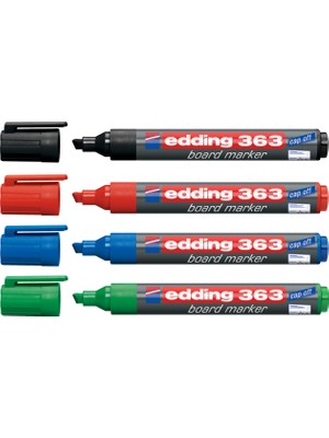 Edding 363 Kesik Uçlu Beyaz Tahta Kalemi 4 Renkli Set 4 Parça Renkli Kalemler