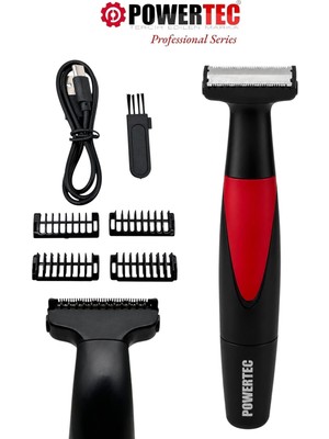 Powertec TR-655 Vücut Tıraş Makinesi (Body Groom) Çift Bıçak - Sıfıra Yakın Kesim