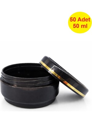 Demet Home 50 ADET 50 ml Lüx Altın Şeritli Boş Plastik Pomat Kozmetik Krem Ecza Hobi Kutusu Krem Kavanozu 50 cc
