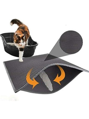 Esranın Dünyası Buffer EE03YT1397 Kedi Tuvalet Önü Kum Toplayıcı Temizleyici Elekli Gri Paspas, Renkli, Medium