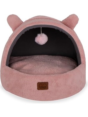 Esranın Dünyası Jungolica Tom Kedi Yatağı Pembe 40X50 Cm, Ultra Yumuşak Peluş, Çıkarılabilir Çift Taraflı Minder, Üstü Kapalı Tasarım, Nefes Alabilen Kumaş, Kaydırmaz Taban, Konforlu Kedi Evi