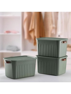 Esranın Dünyası Deconox 1 Adet Düzenleyici Kapaklı Kutu, Dekoratif Saklama Kutusu, Organizer (35CM*25CM*22CM) Yeşil 15 Litre