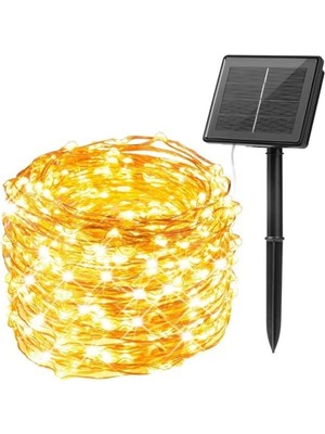 Esranın Dünyası Güneş Enerjili LED Işık Zinciri – 10 Metre, 100 Led, IP64 Su Geçirmez, 8 Modlu, Sıcak Beyaz Işık, Bahçe, Ağaç, Teras, Düğün, Parti ve Noel Dekoru Için          [enerji Sınıfı A]