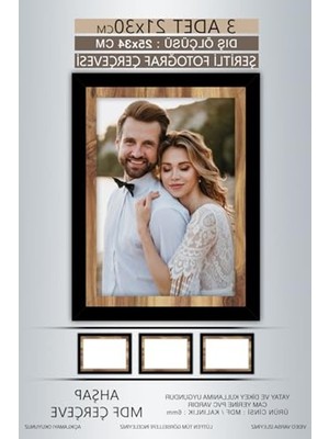 Esranın Dünyası Yhfoto 3 Adet 21X30 Çerçeve Siyah Ahşap Şeritli Çerçeve A4 Çerçeve Pvc'li Diploma Karışık 20 x 30