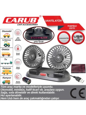 Carub USB Çakmaklı Ikili Vantilatör