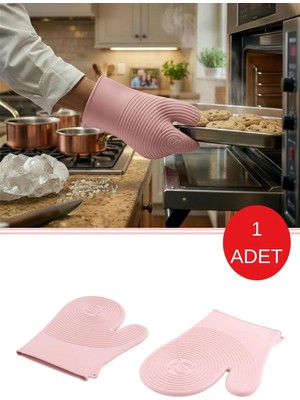 Silicolife Silikon Isıya Dayanıklı Yanmaz Yapışmaz Fırın Eldiveni SL045 PEMBE
