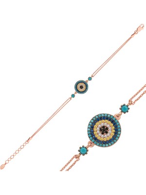 Inure Jewelry Gümüş Rose Nazar Bayan Bileklik