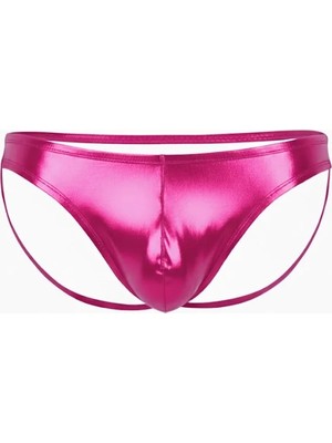Fantezi Pembe Arkası Açık Seksi Parlak Erkek Külot BC4623